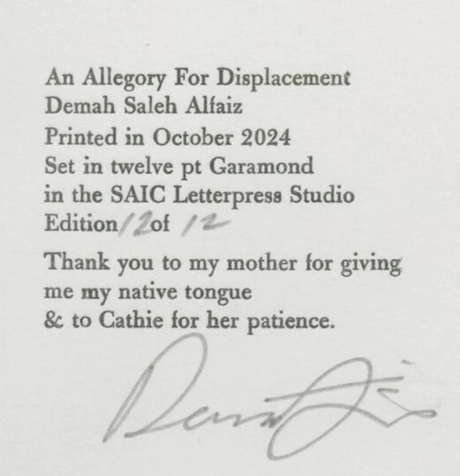 Demah Alfaiz Dedication