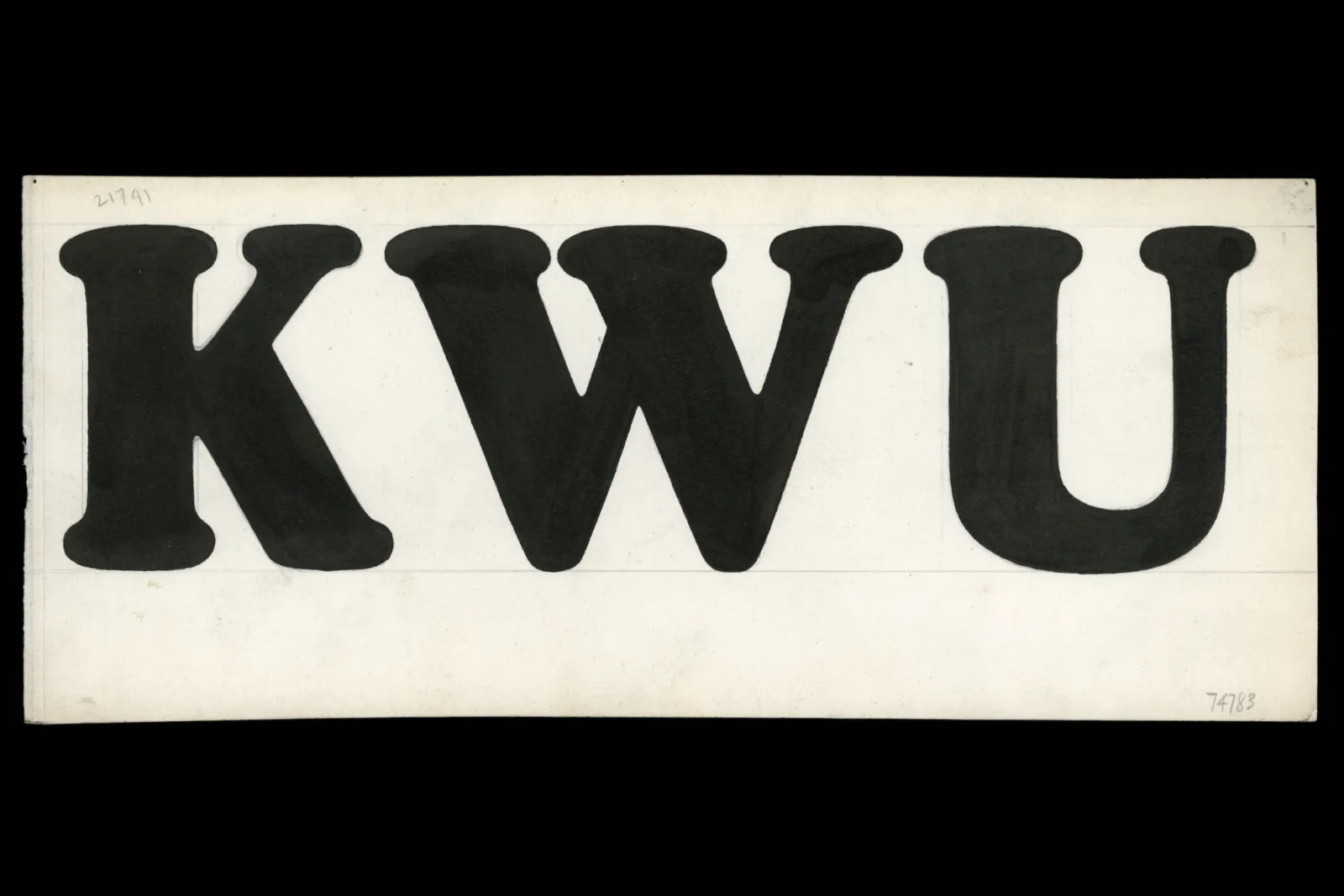 K, W, and U in Cooper Black Inked drawings for "K," "W," and "U"