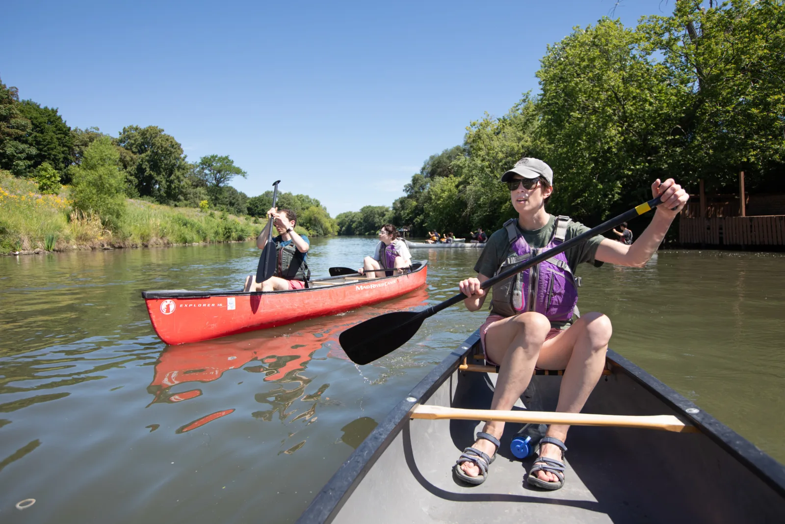 Newberry Canoe 068 NCAIS participants and instructors paddle down the Chicago River.