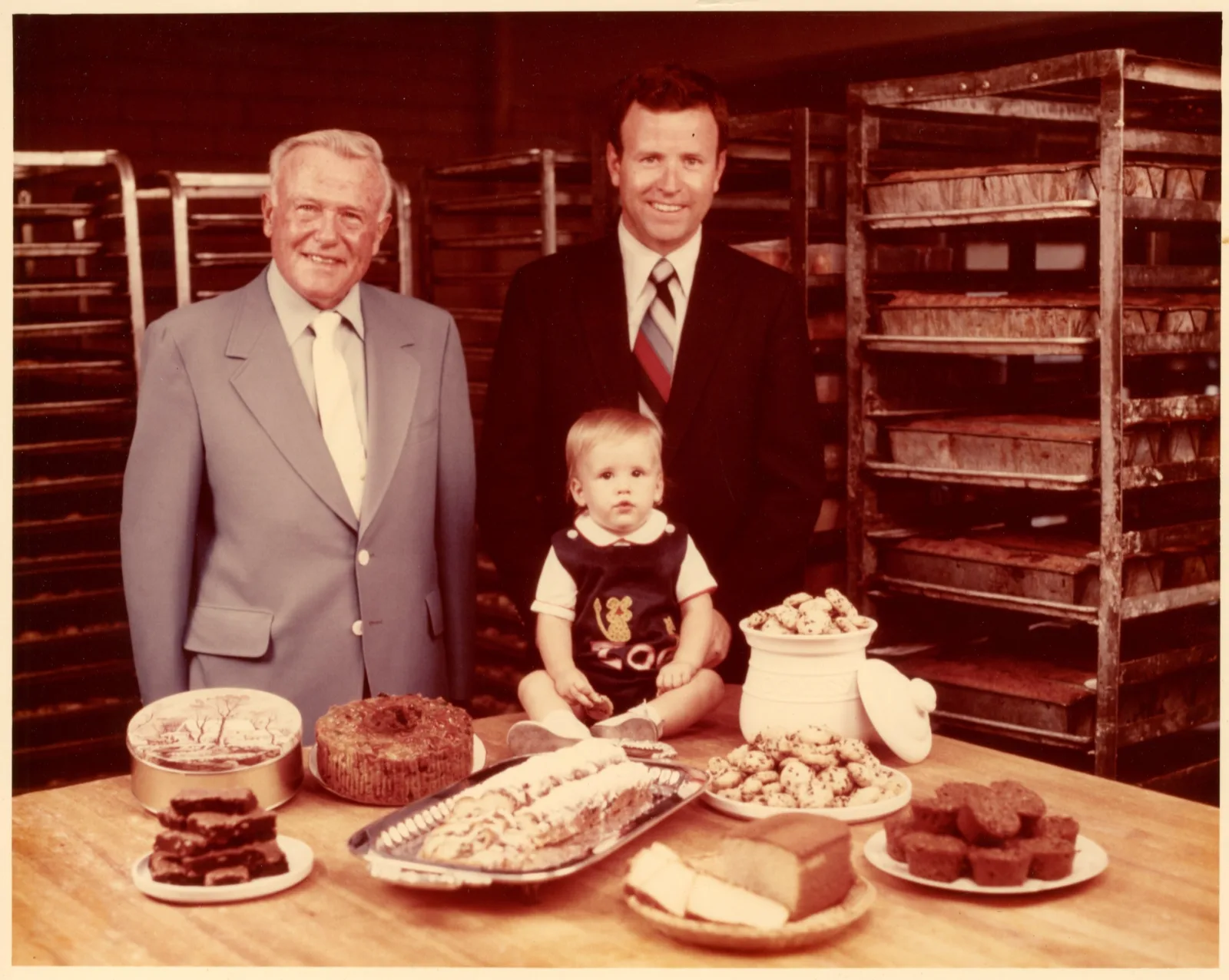 Dinkel family members at the bakery, 1981