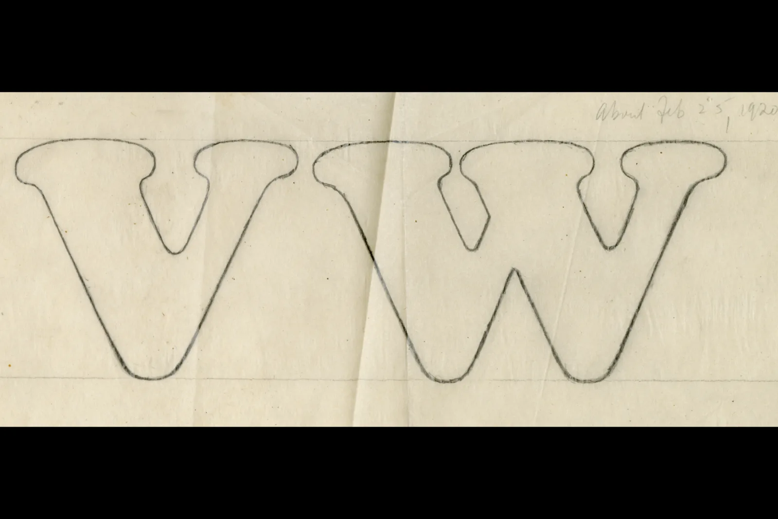 V and W in Cooper Black Sketches for the letters "V" and "W."